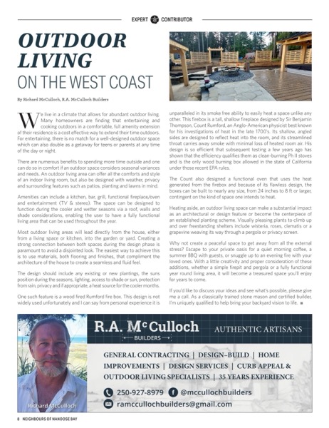 Nanoose Bay News feature on R.A. McCulloch Builders, May 2023